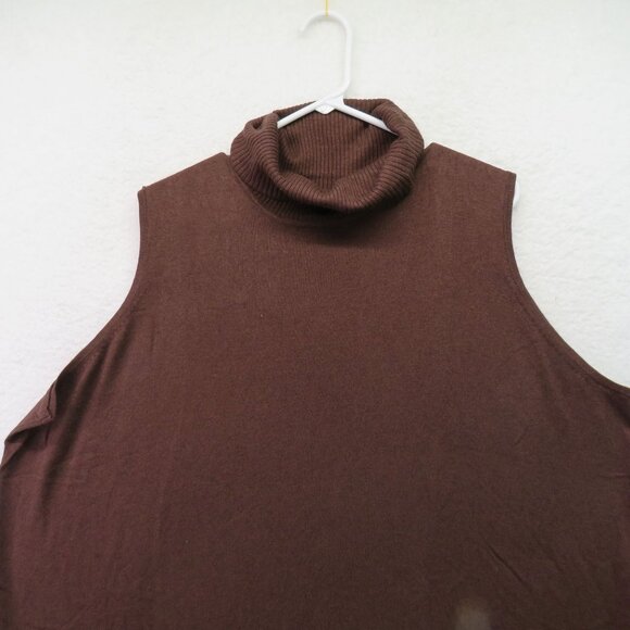 Jessica London Sweater Womens Size 26/28 Sleeveless Turtleneck Brown Knit New - Picture 3 of 10